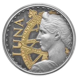 Luna 1 uncja Srebra AntiqueGold wersja pudełkowa 