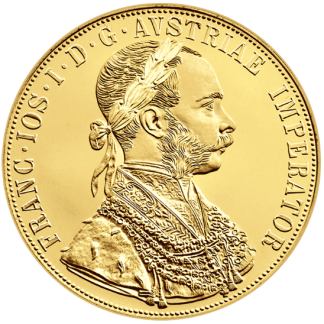 Złota moneta 4 Dukaty Austriackie 1915 Czworak - nowe bicie