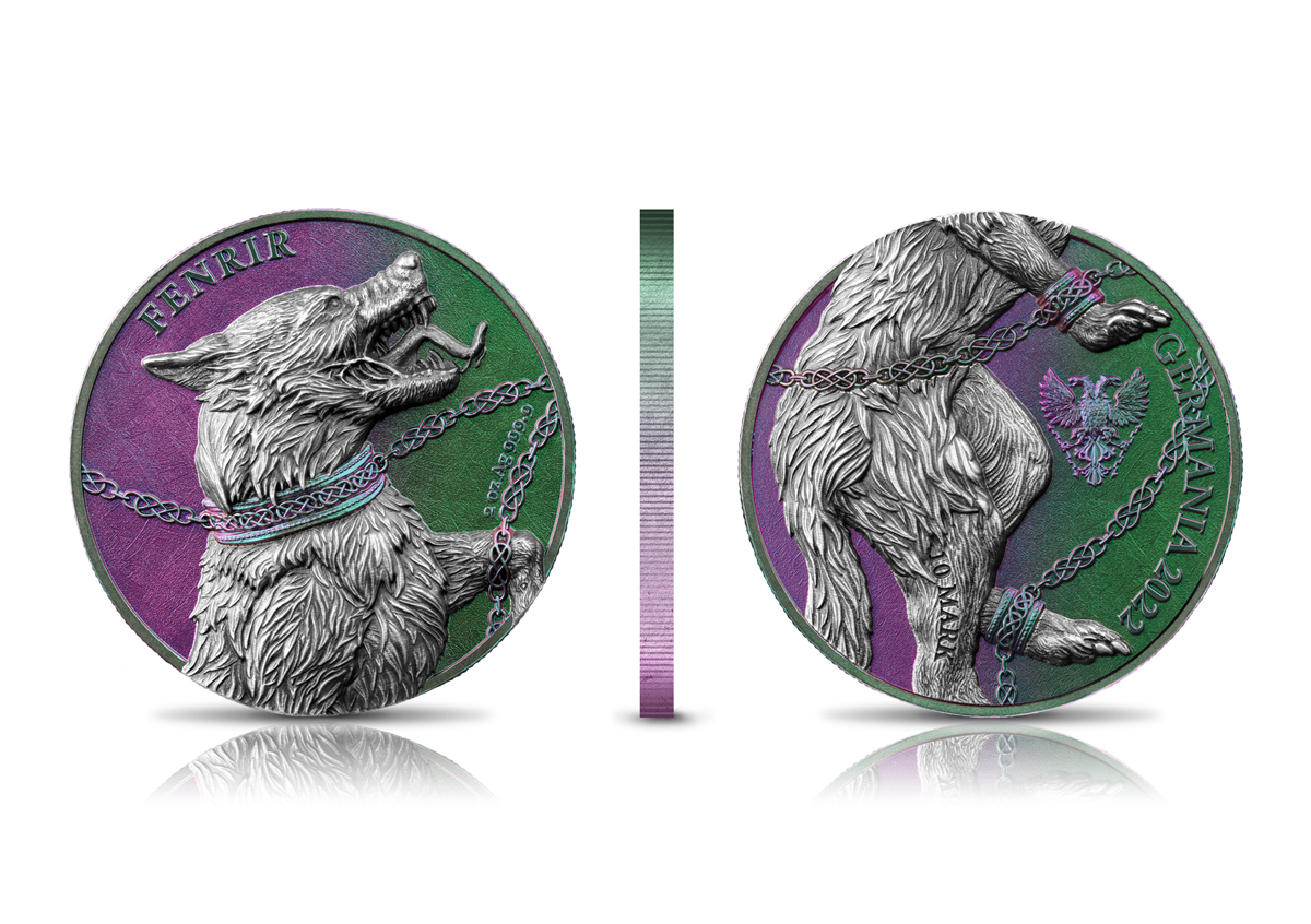 Fenrir Germania Beasts 2 uncje srebra Double High Relief - obrazek 6