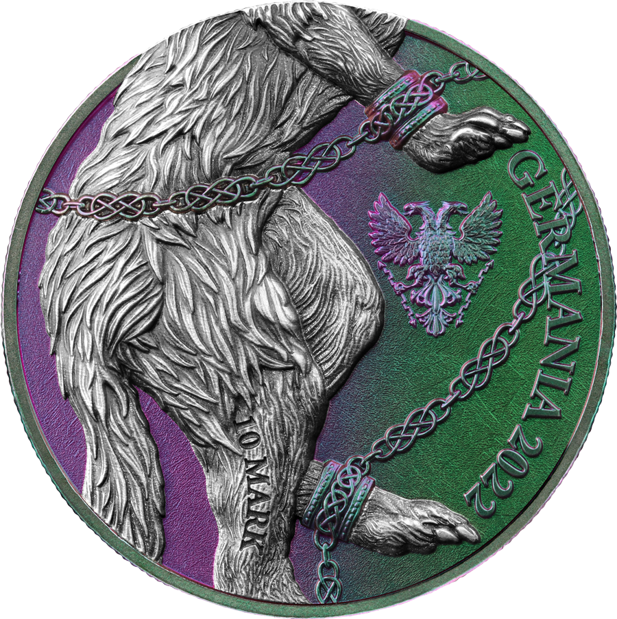 Fenrir Germania Beasts 2 uncje srebra Double High Relief - obrazek 2