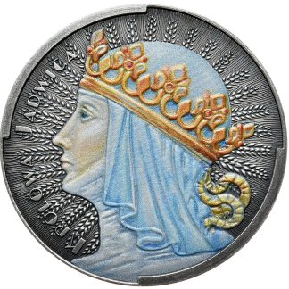 Królowa Jadwiga 1 uncja Srebra Antique Color wersja Polska