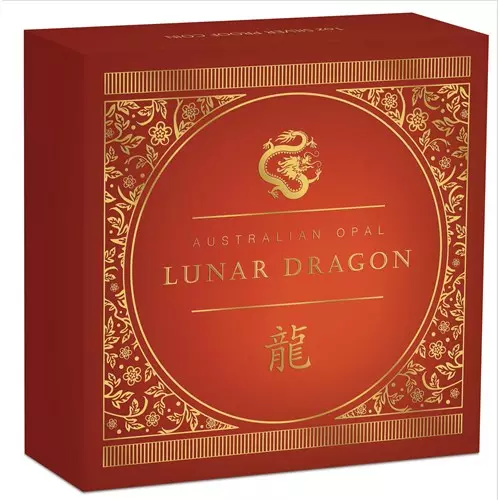 Lunar Rok Smoka 1 uncja srebra 2024 Proof Opal - obrazek 3