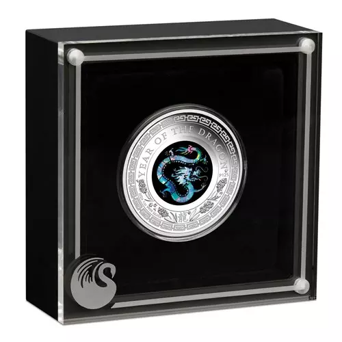 Lunar Rok Smoka 1 uncja srebra 2024 Proof Opal - obrazek 4