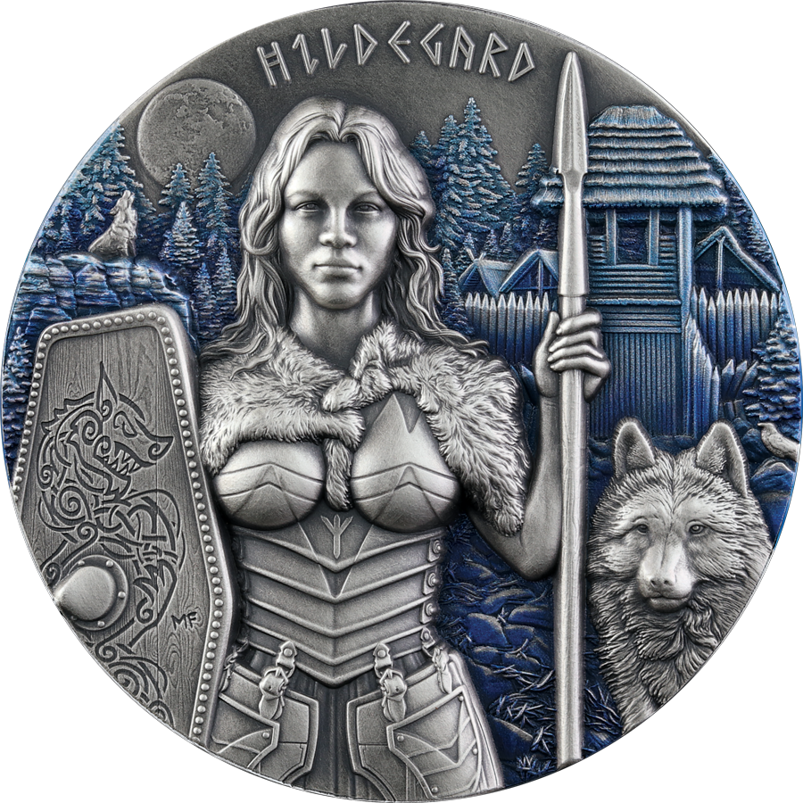 Valkyries Hildegard 2 uncje srebra Ultra High Relief 2022 (Kopia)