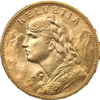 Szwajcarskie 20 Franków Helvetia 5,81 g Złota Moneta