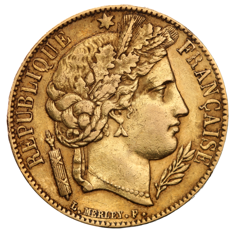 Francuskie 20 Franków Ceres 5,81 g Złota Moneta