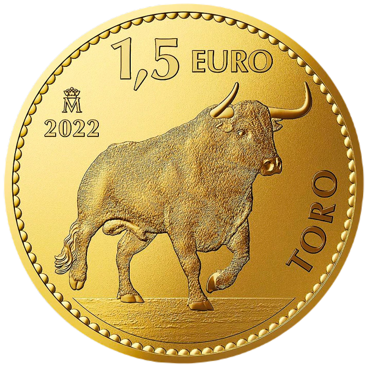 Toro Byk Hiszpański 1 uncja Złota 2022 Proof Inverse