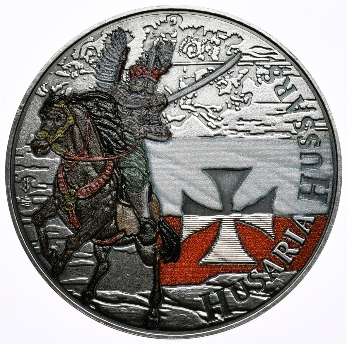 Husaria 3 srebrna moneta 1 uncja wersja kolorowana