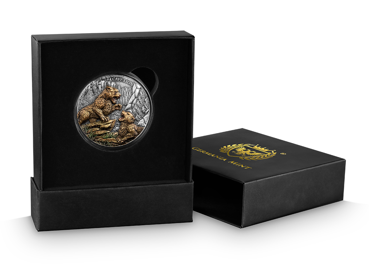 Megafauna Cave Lion 2 uncje srebra Ultra High Relief 2026 - obrazek 4