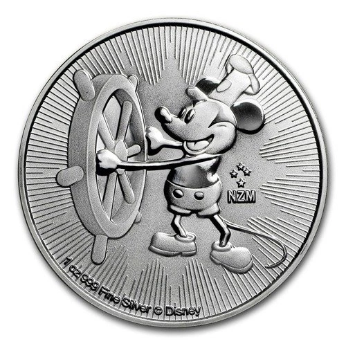 Niue: Disney - Mickey i Parowiec Willy, srebrna moneta 1 oz 2017