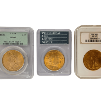 Złota moneta 20 dolarów Podwójny Orzeł 30,09 g slab NGC PCGS MS63