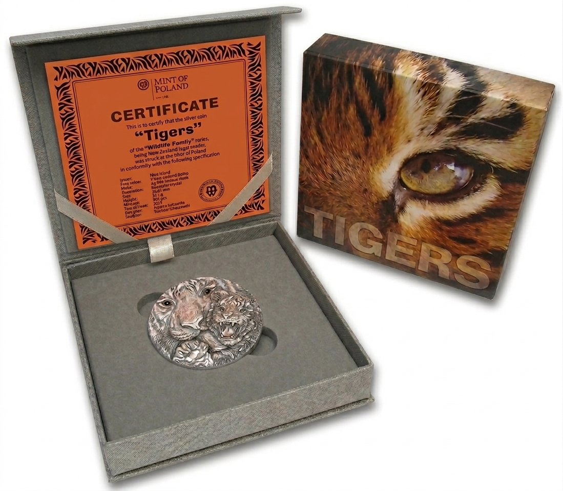 TIGERS Wildlife FamilSilver Coin 1$ 1 Oz Niue 2013 z