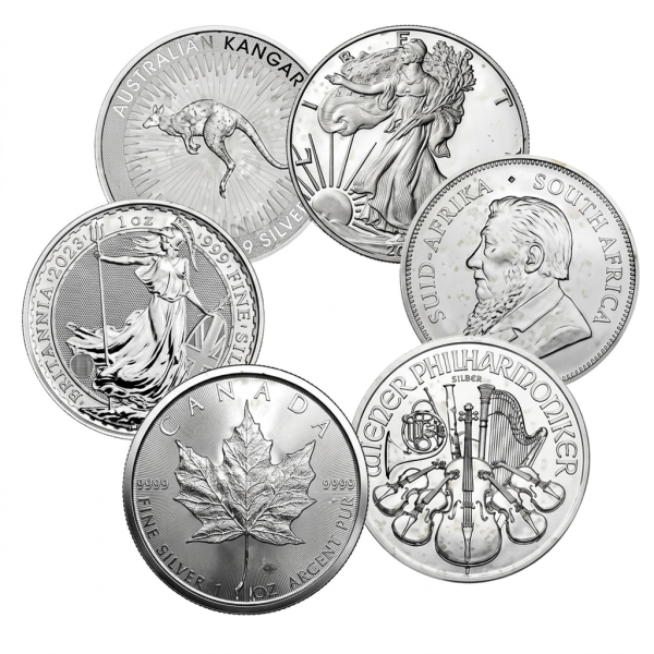 1szt. srebrne monety LBMA mix rynek wtórny