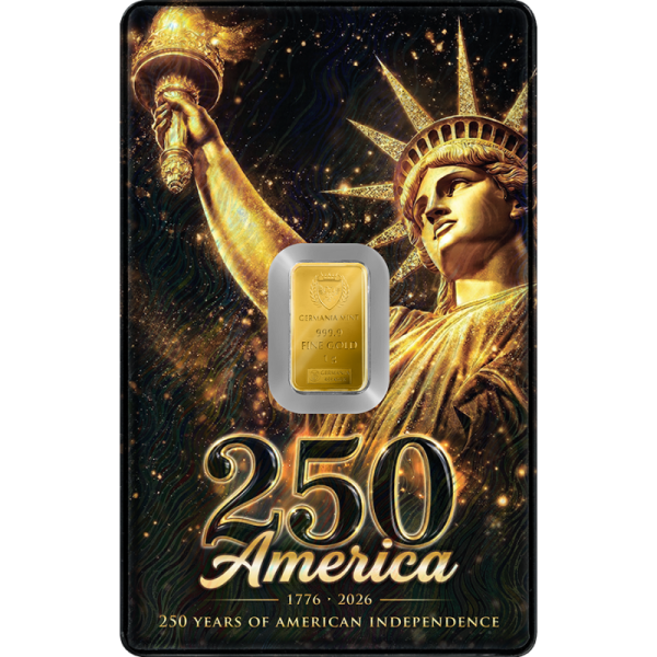 Sztabka 1g złota: 250th Anniversary of American Independence
