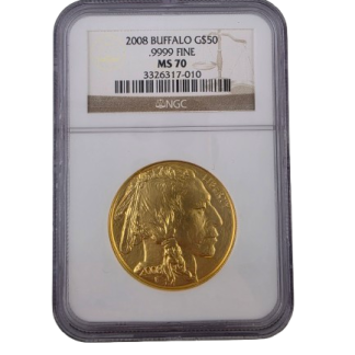 Amerykański Bizon 1 uncja Złota w slabie NGC MS70 50$
