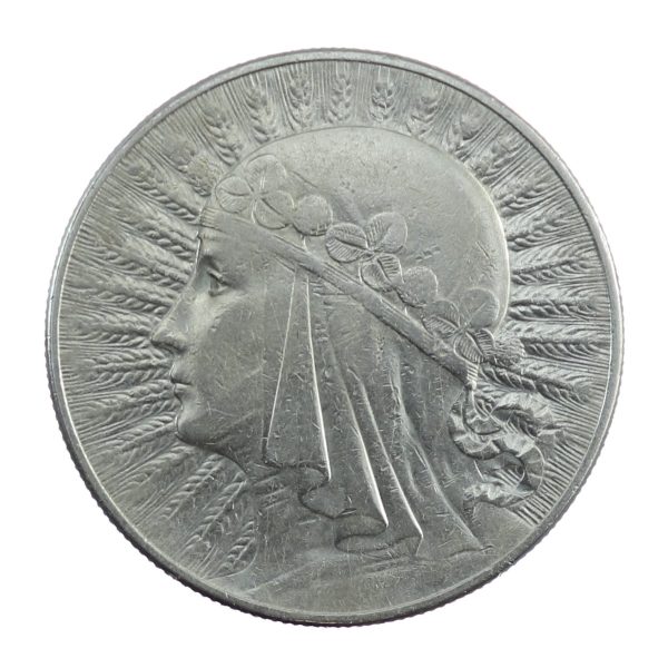 Srebrna moneta głowa kobiety 10 złotych